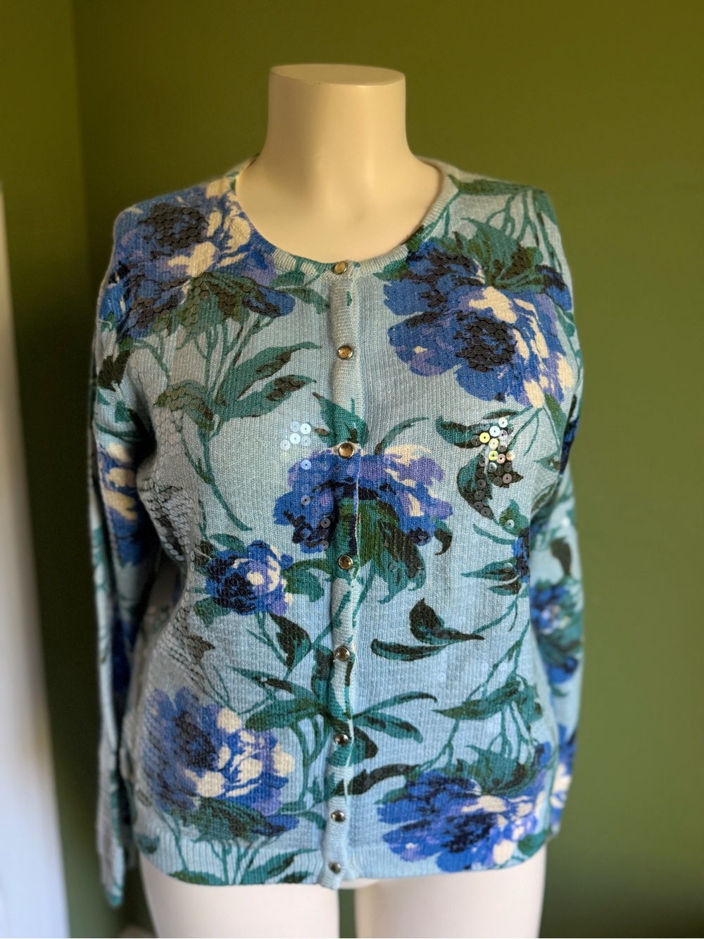 Isaac Mizrahi Live! Sequins floral Cardigan Size Large